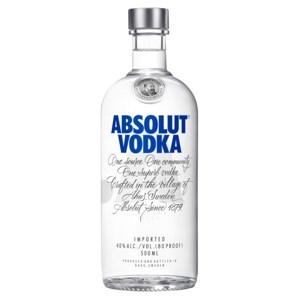 absolut blue vodka 0,5l, premium vodka brand, alcoholic beverages distribution