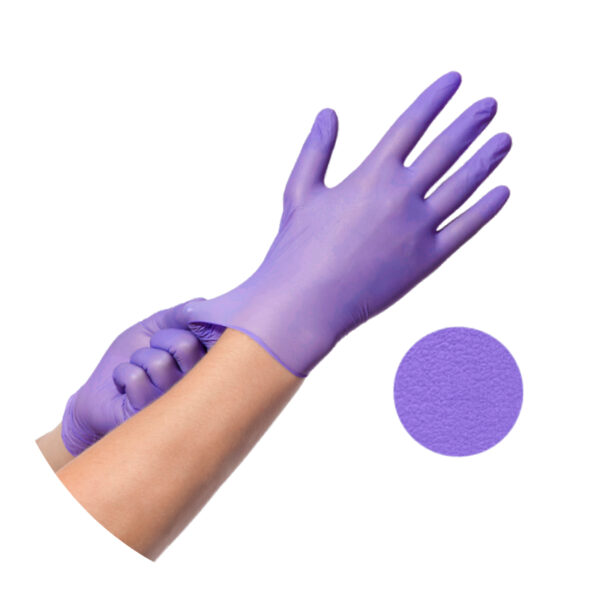 disposable medical purple nitrile gloves, protective examination gloves, personal protective equipment, 93/42/EWG, EU 2016/425