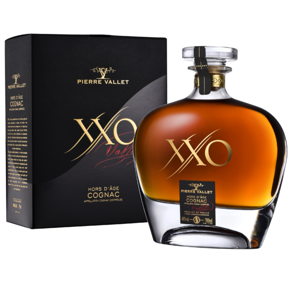 Francuski koniak premium Pierre Vallet XXO Cognac, wraz z pudełkiem prezentowym