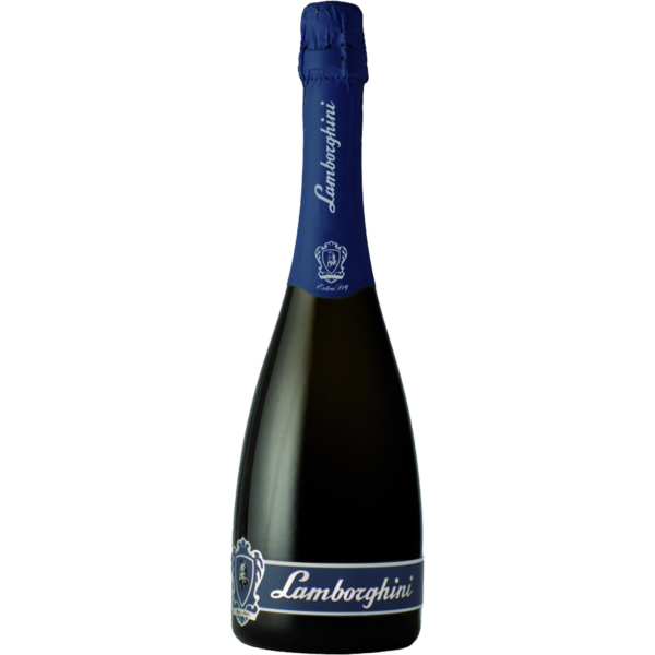 Bottle of Lamborghini Extra Dry Prosecco D.O.C. Treviso sparkling wine