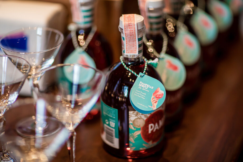 bottles of French aperitif Pampelle