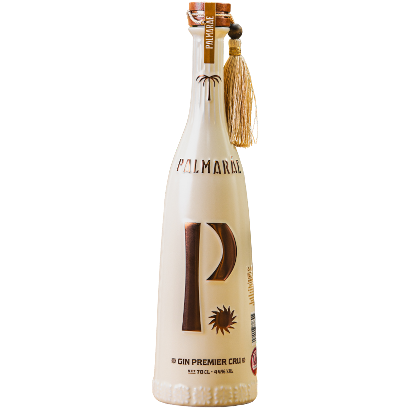 butelka Palmaráe Gin Premier Cru z ozdobnym chwostem