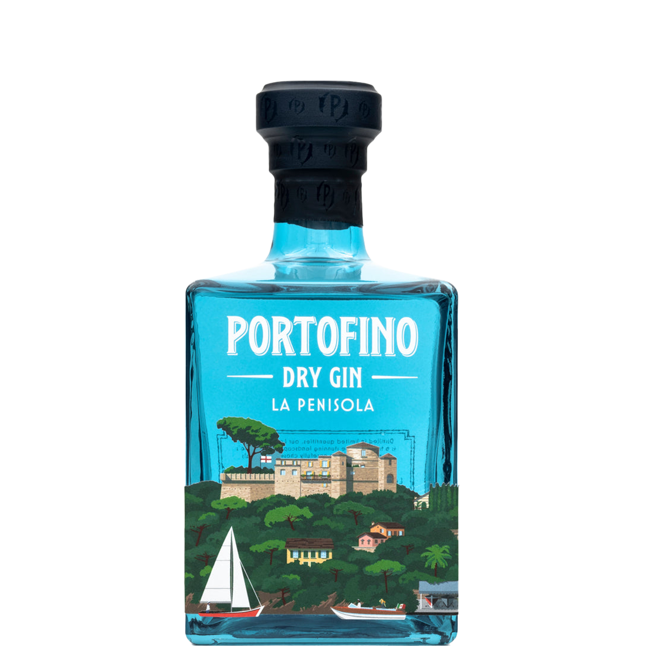 Front of a bottle of Portofino Dry Gin La Penisola