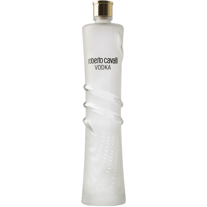 Roberto Cavalli Vodka – włoska wódka super premium w eleganckiej matowej butelce ze spiralnym zdobieniem i złotą zakrętką.